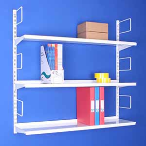 Spur ® Steel-lok 3 Shelf 1000 x 1000 x 145mm Shelving Kit Spur Shelving white wall mounted cantilever shelving uprights Spur brackets & bookends SL3KIT145
